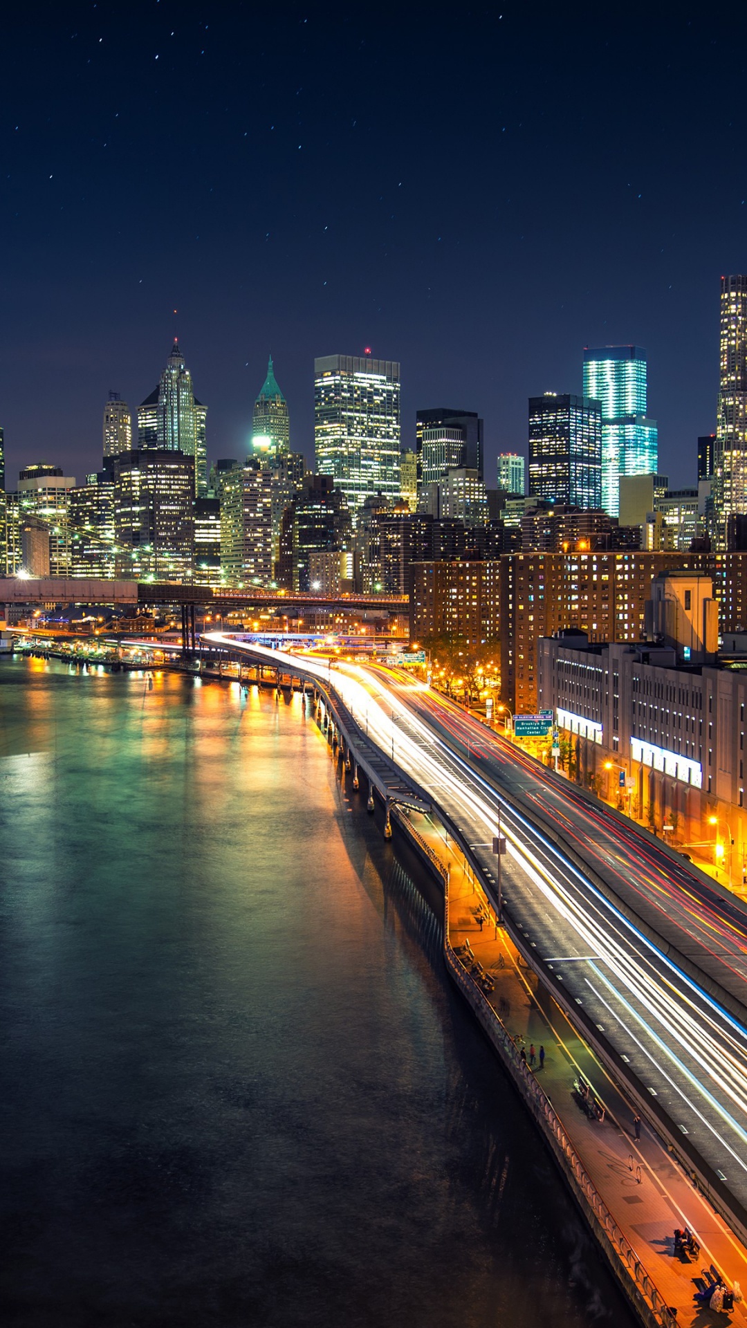 Обои городской пейзаж, город, городской район, метрополия, ночь в разрешении 1080x1920