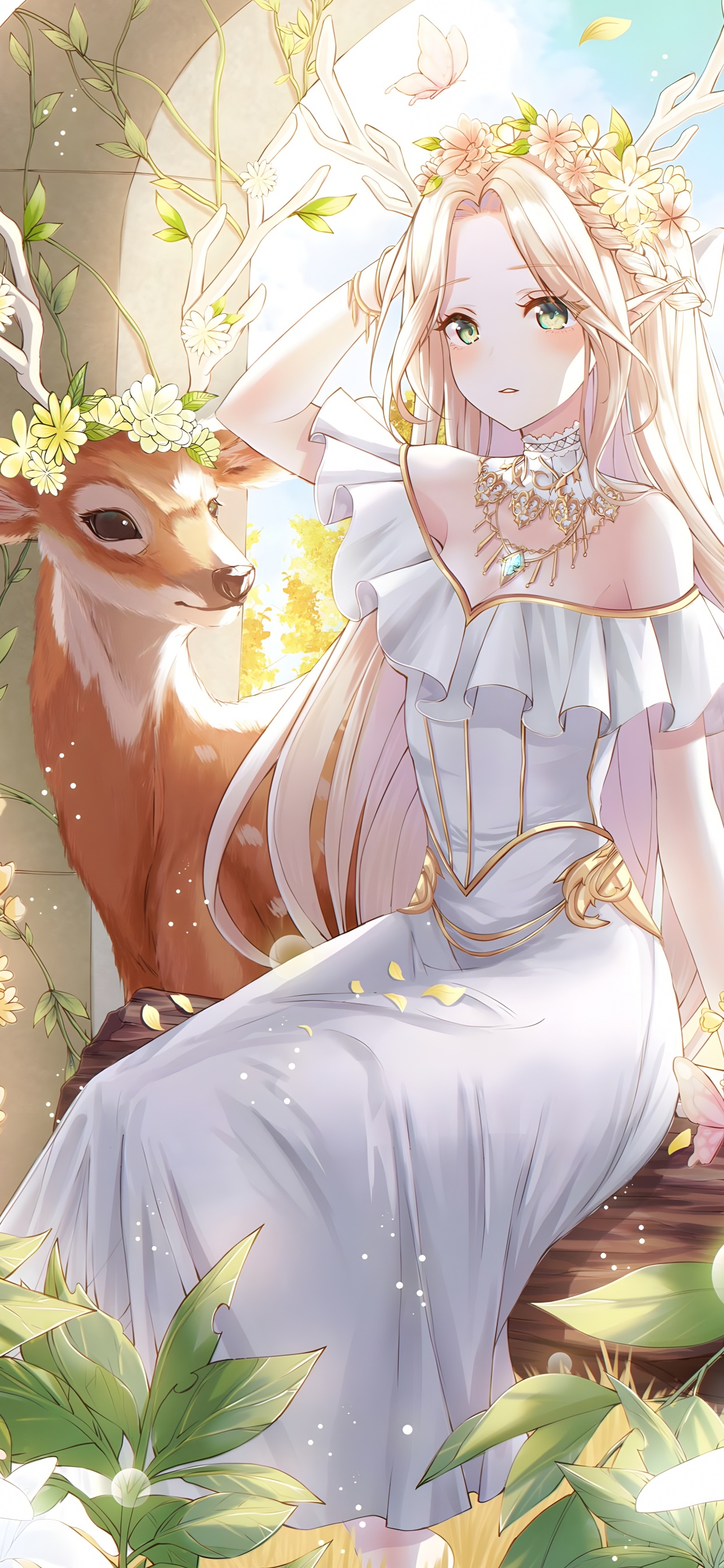 Обои красивая аниме девушка, аниме, аниме арт, мультфильм, рукав в разрешении 1242x2688