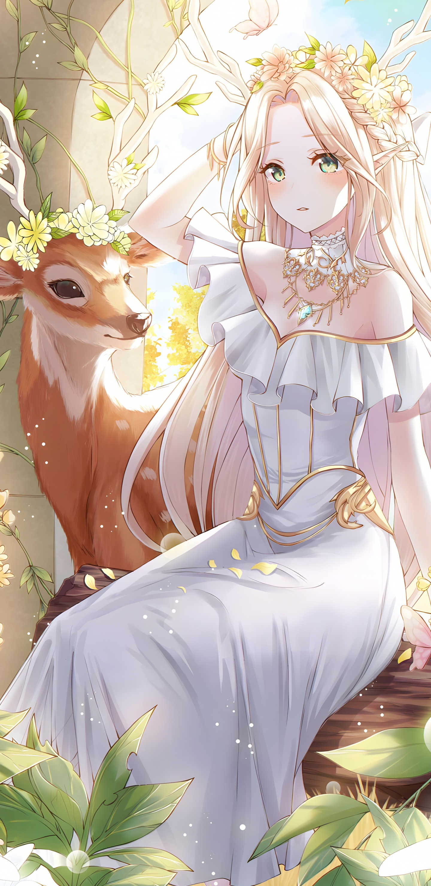 Обои красивая аниме девушка, аниме, аниме арт, мультфильм, рукав в разрешении 1440x2960