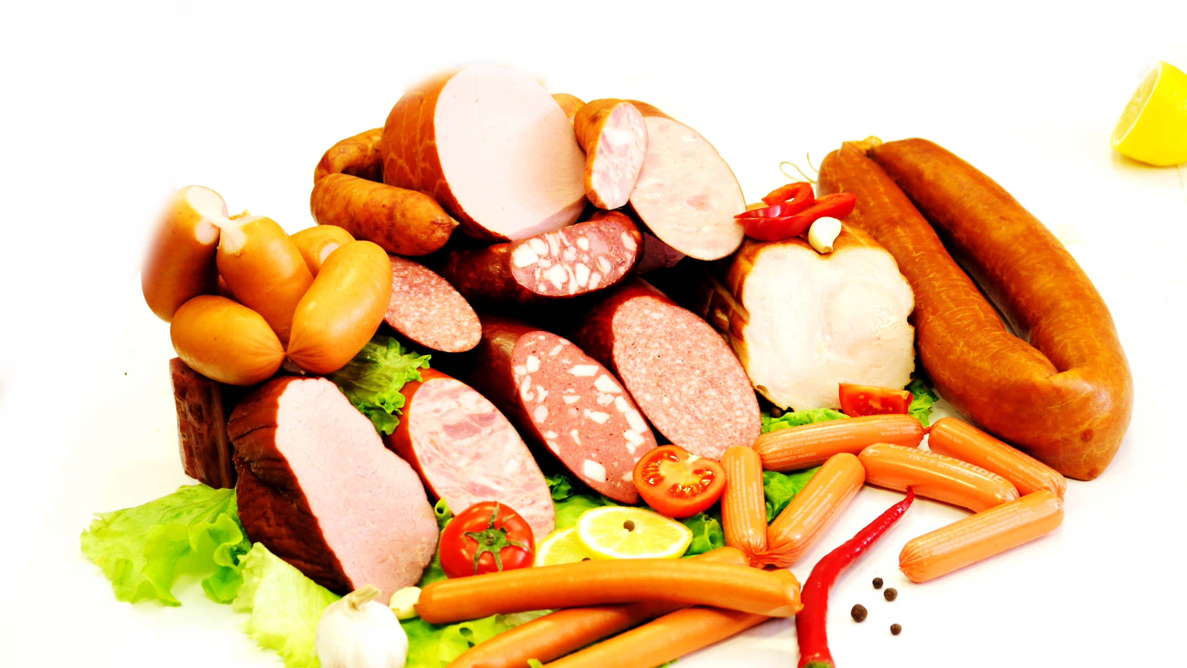 Обои ветчина, колбаса, пища, мясо, овощ в разрешении 3840x2160