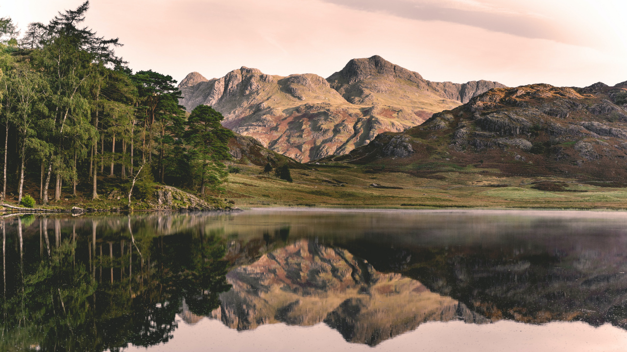 Обои отражение, гора, фалли ху, цветной, вода в разрешении 1280x720