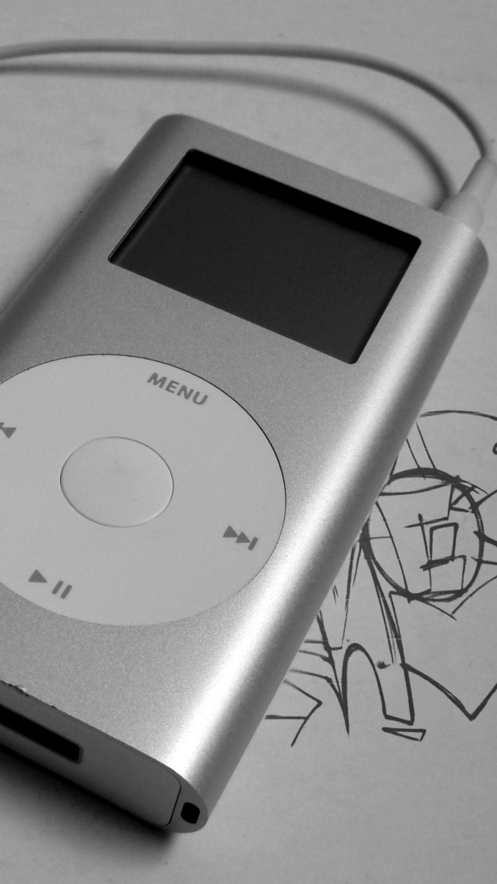 Обои портативный медиаплеер, айпод, электронное устройство, дизайн, черный и белый в разрешении 720x1280