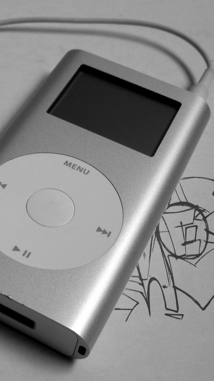 Обои портативный медиаплеер, айпод, электронное устройство, дизайн, черный и белый в разрешении 750x1334
