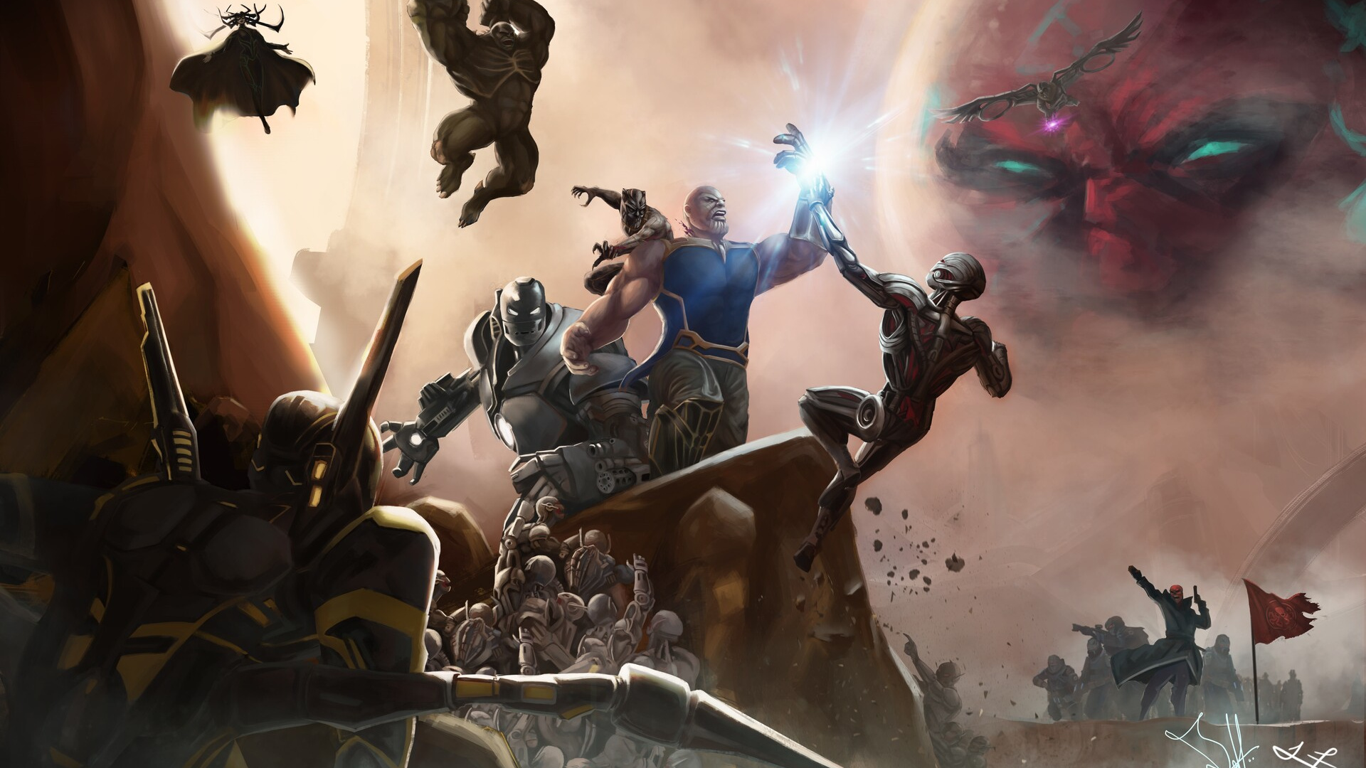 Обои Танос, мститель, арт, marvel, стратегии видео игры в разрешении 1920x1080