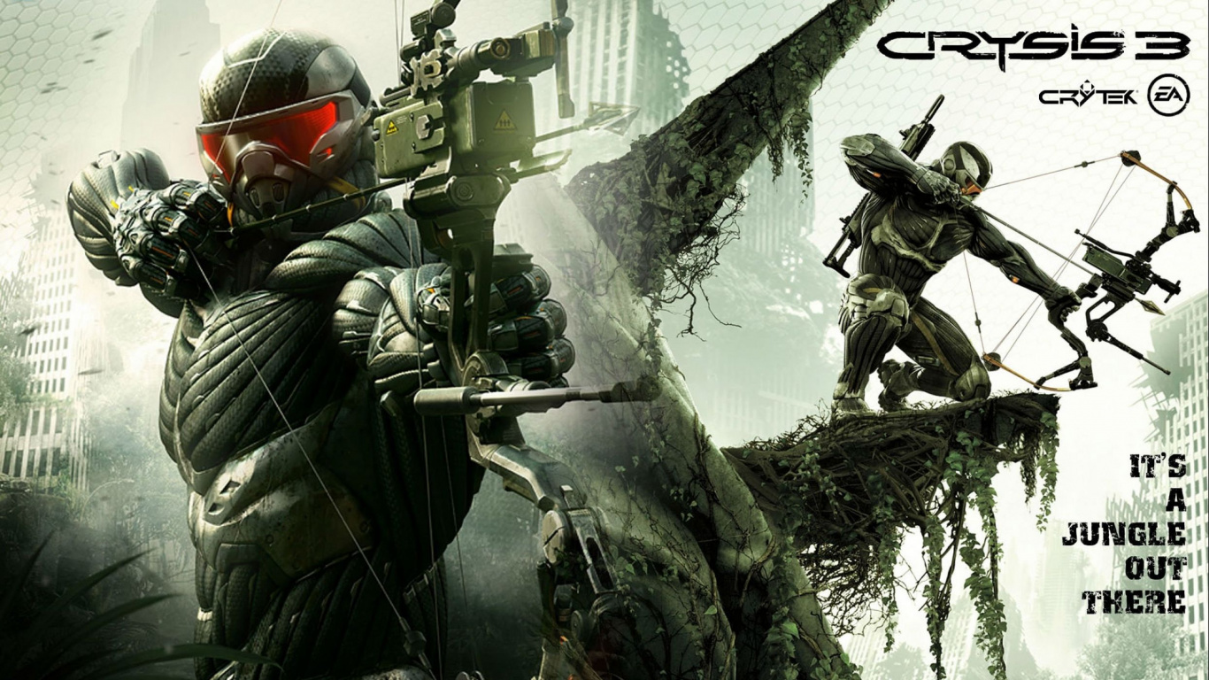 Обои crysis 3, crysis, компьютерная игра, шутер, солдат в разрешении 1366x768