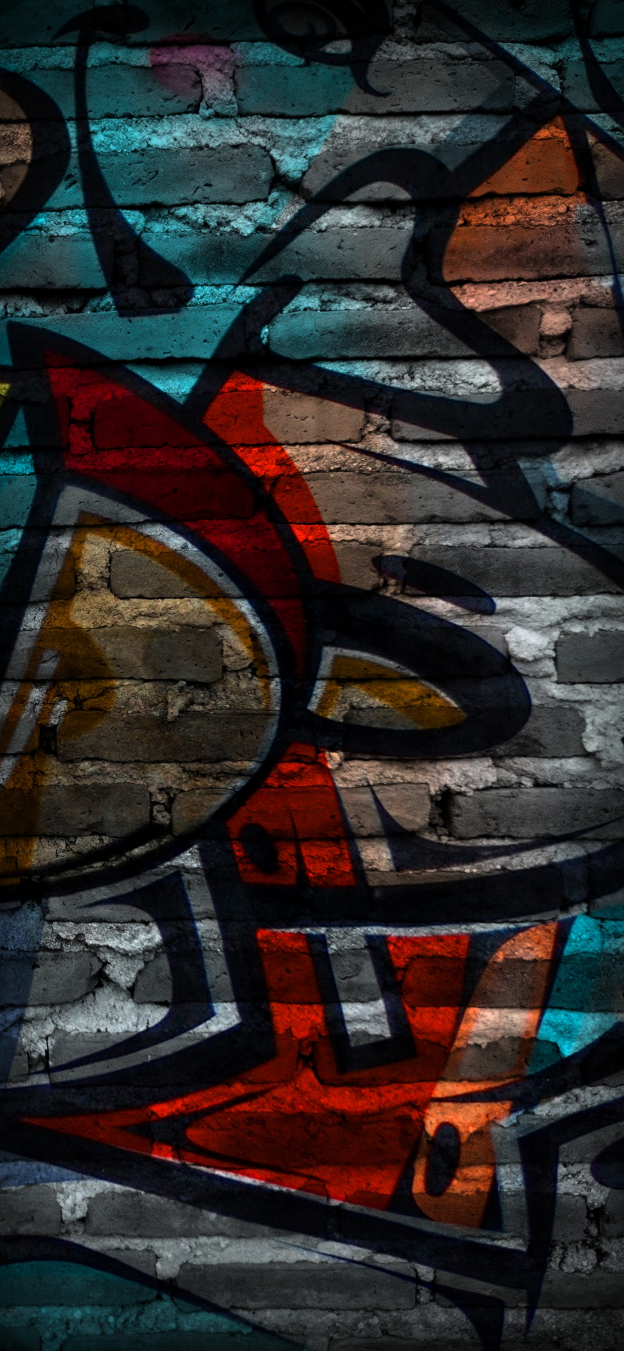 Обои арт, витраж, художественная краска, дорожное покрытие, граффити в разрешении 1242x2688