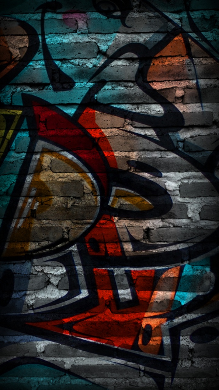 Обои арт, витраж, художественная краска, дорожное покрытие, граффити в разрешении 720x1280