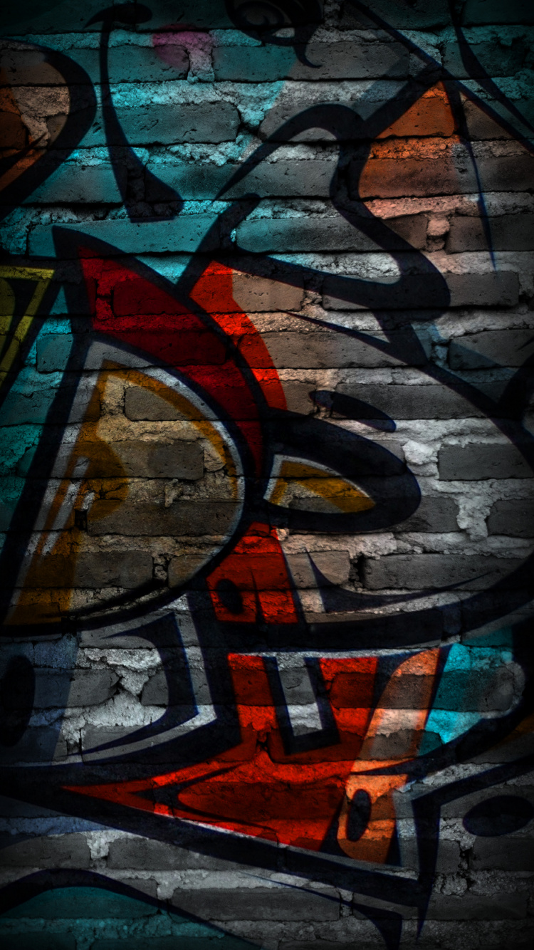 Обои арт, витраж, художественная краска, дорожное покрытие, граффити в разрешении 750x1334