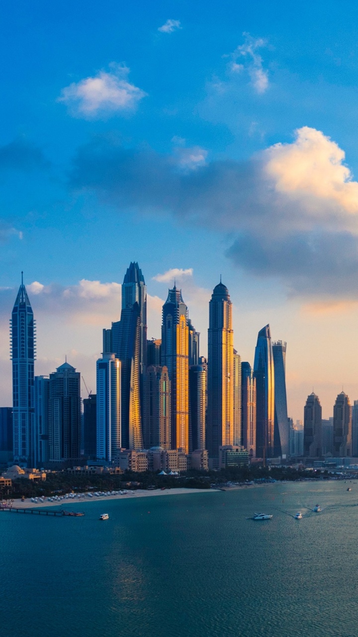 Обои Нью-Йорк голубое небо, НьюЙорк, вода, облако, небоскреб в разрешении 720x1280