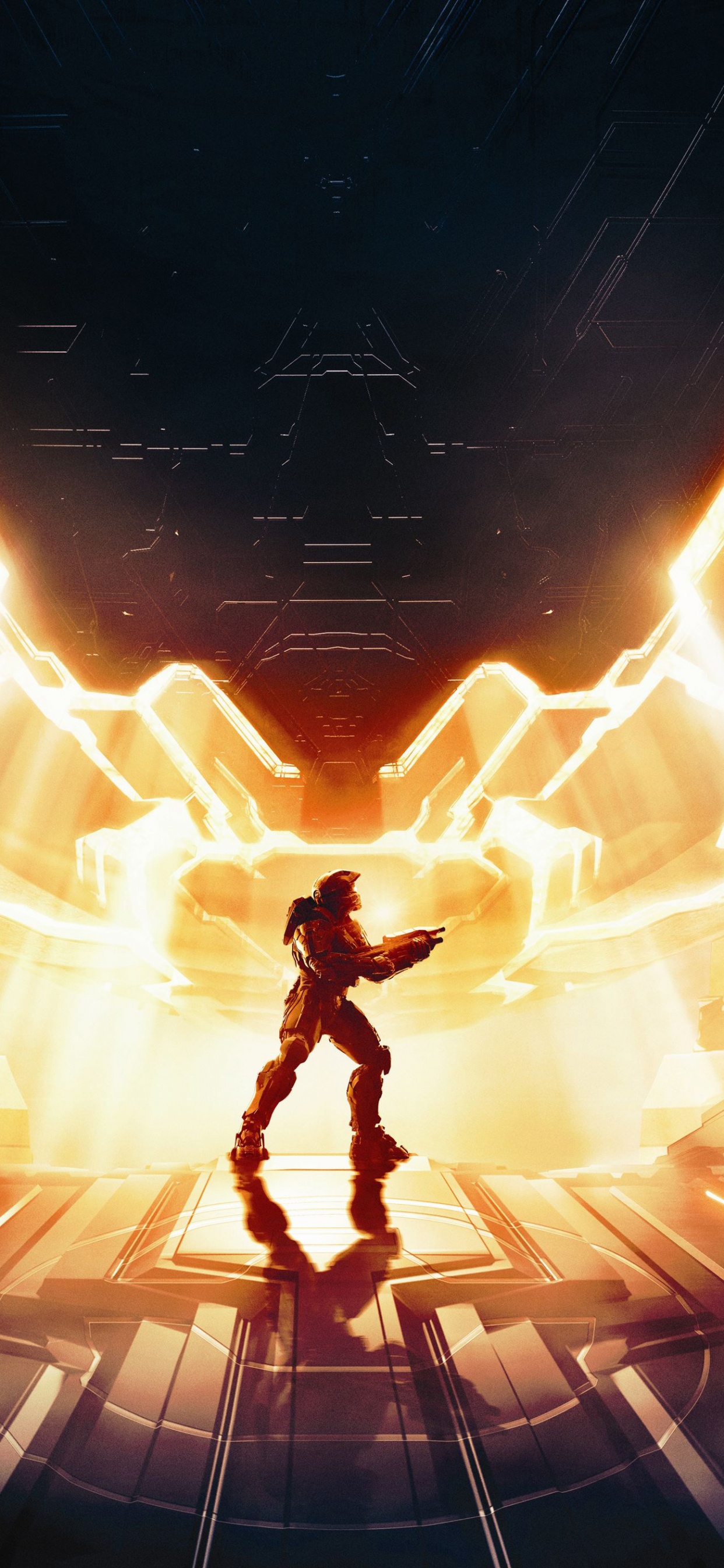 Обои halo 4, мастер чиф, компьютерная игра, игры, тепло в разрешении 1242x2688