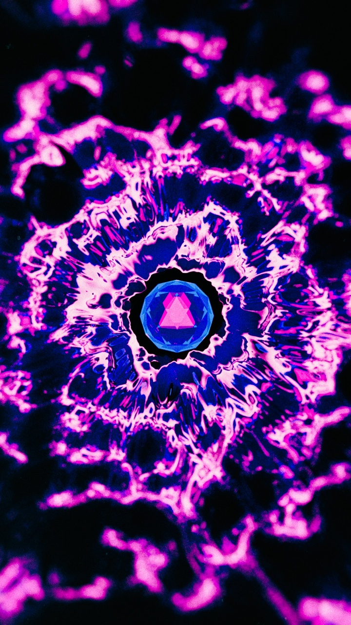 Обои абстрактное искусство, пурпур, фрактальное искусство, розовый, калейдоскоп в разрешении 720x1280
