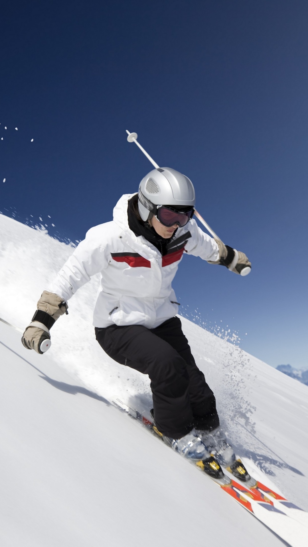 Обои лыжи, экстремальный вид спорта, лыжа, занятие спортом, горные лыжи в разрешении 1080x1920