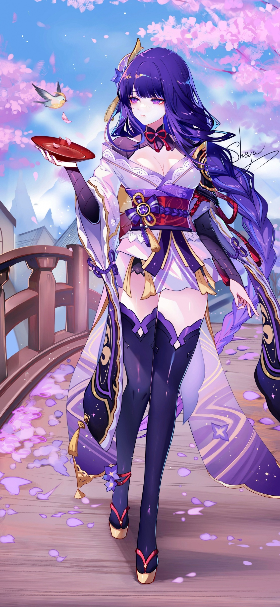 Обои аниме, sheya art genshin, аниме арт, арт, фан арт в разрешении 1125x2436