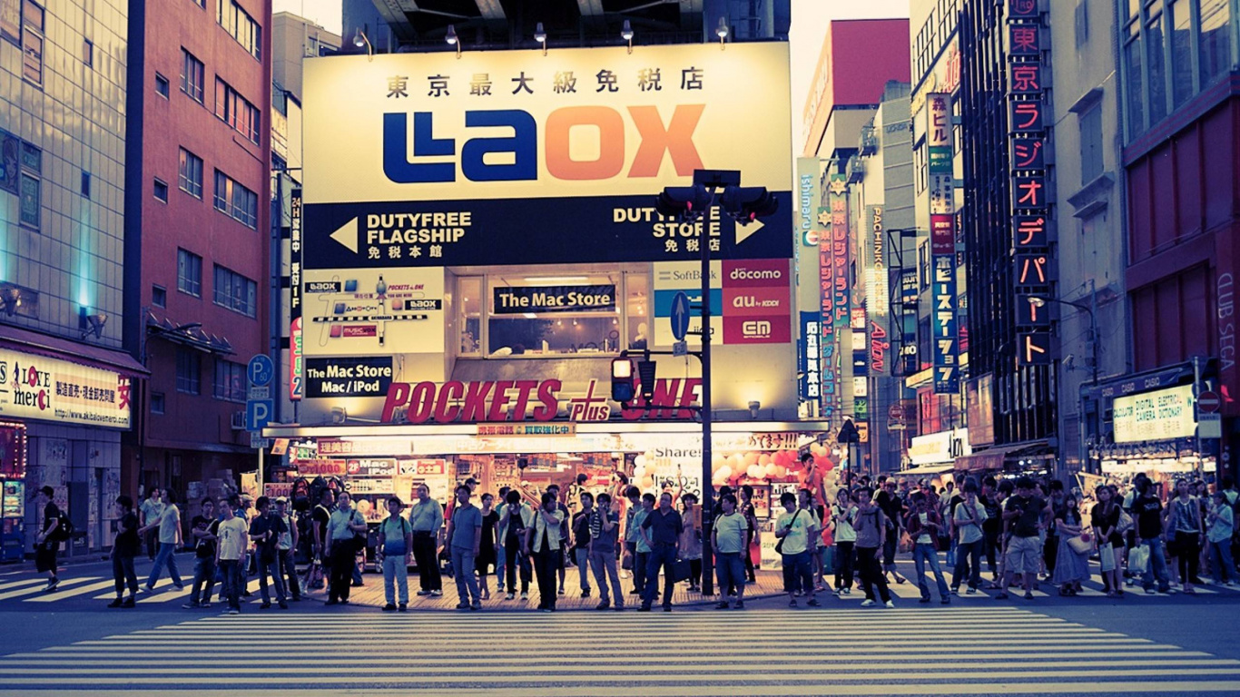 Обои Акихабара, городской район, город, метрополия, улица в разрешении 1366x768