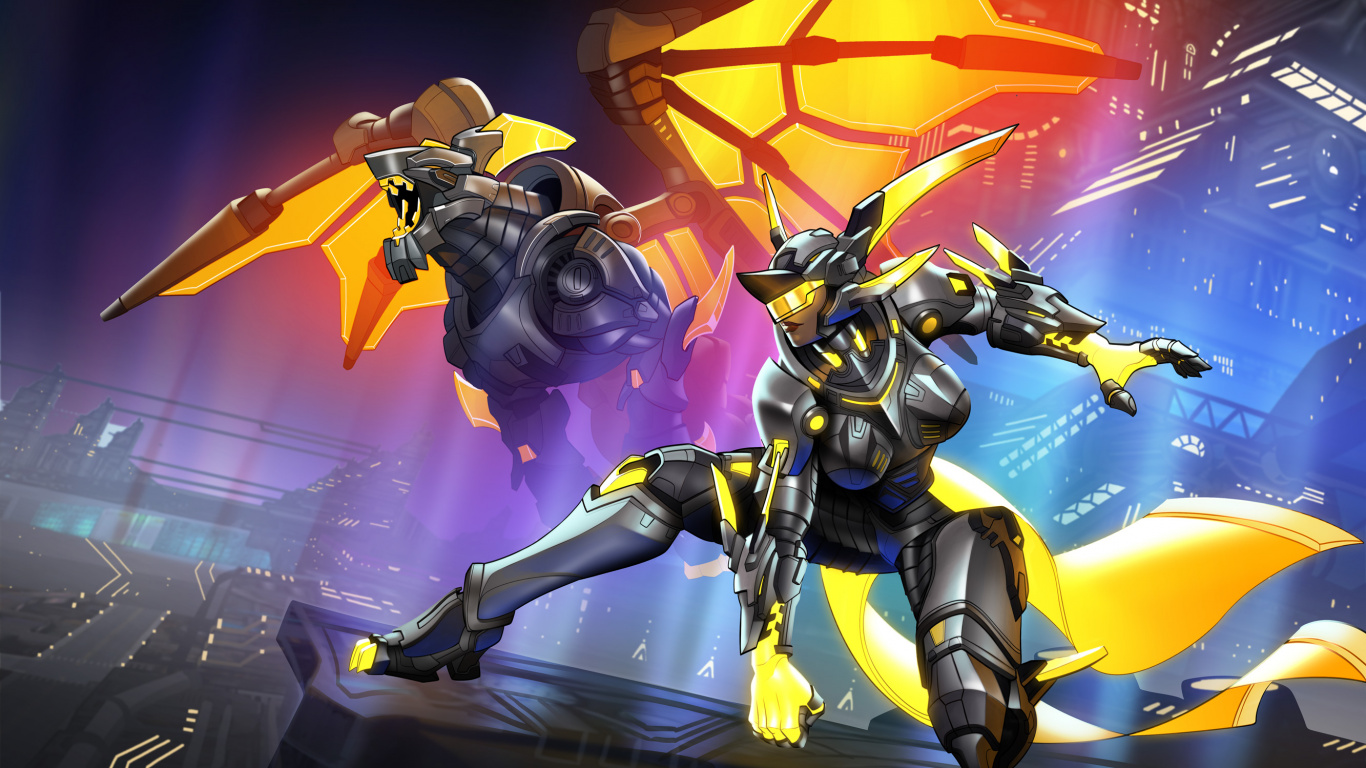 Обои Overwatch, Битвы проходят, шутер, меха, игры в разрешении 1366x768