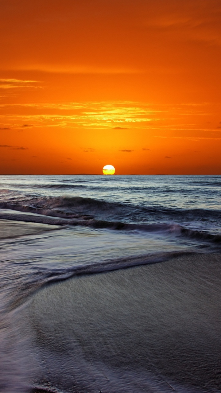 Обои закат, пляж, море, горизонт, океан в разрешении 720x1280