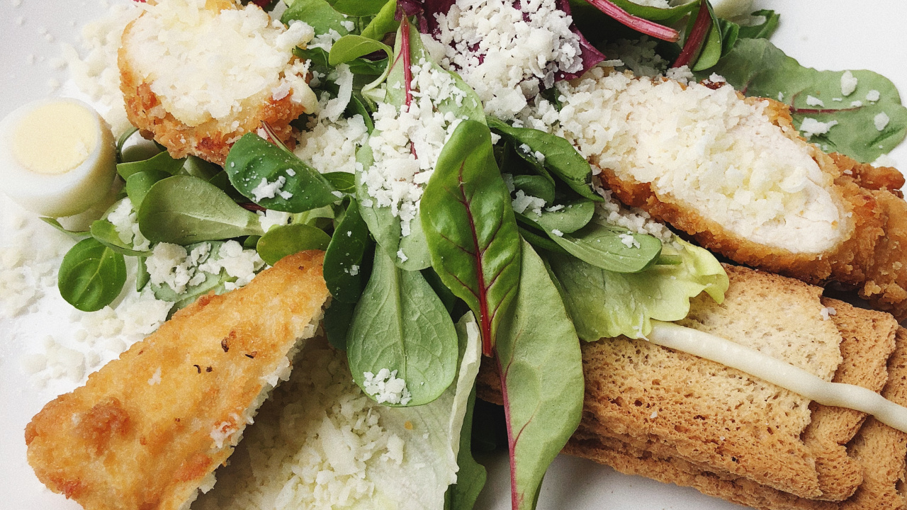 Обои салат Цезарь, листовой овощ, пища, Кулинария, ингредиент в разрешении 1280x720