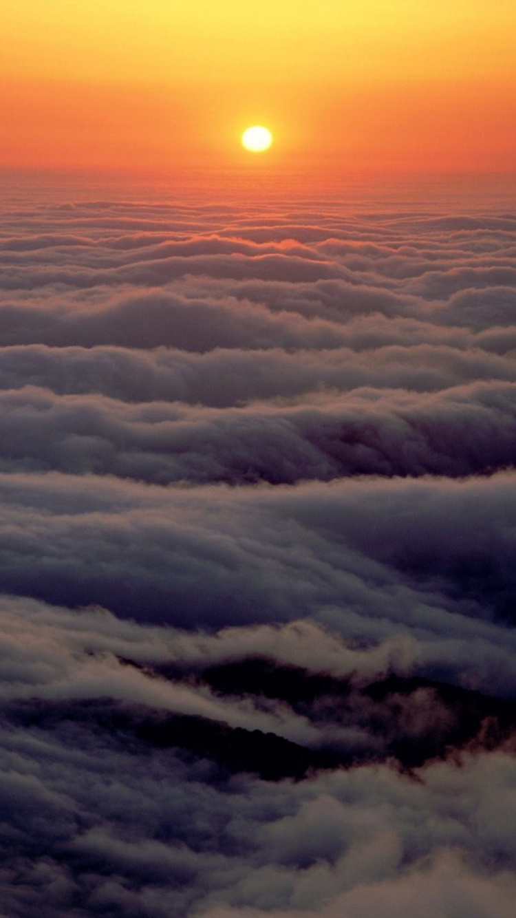 Обои облако, горизонт, атмосфера, послесвечение, утро в разрешении 750x1334