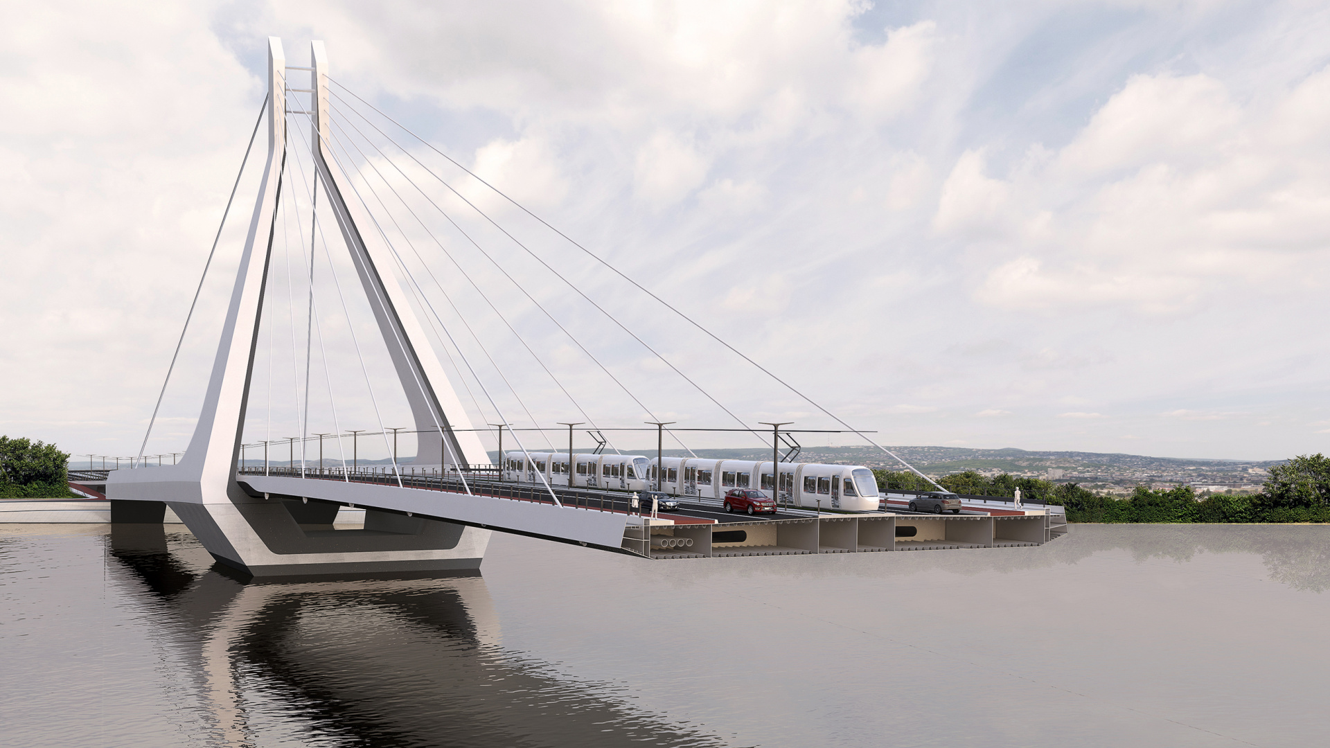 Обои новый Будапештский мост, UNStudio, мост, архитектура, вантовый мост в разрешении 1920x1080