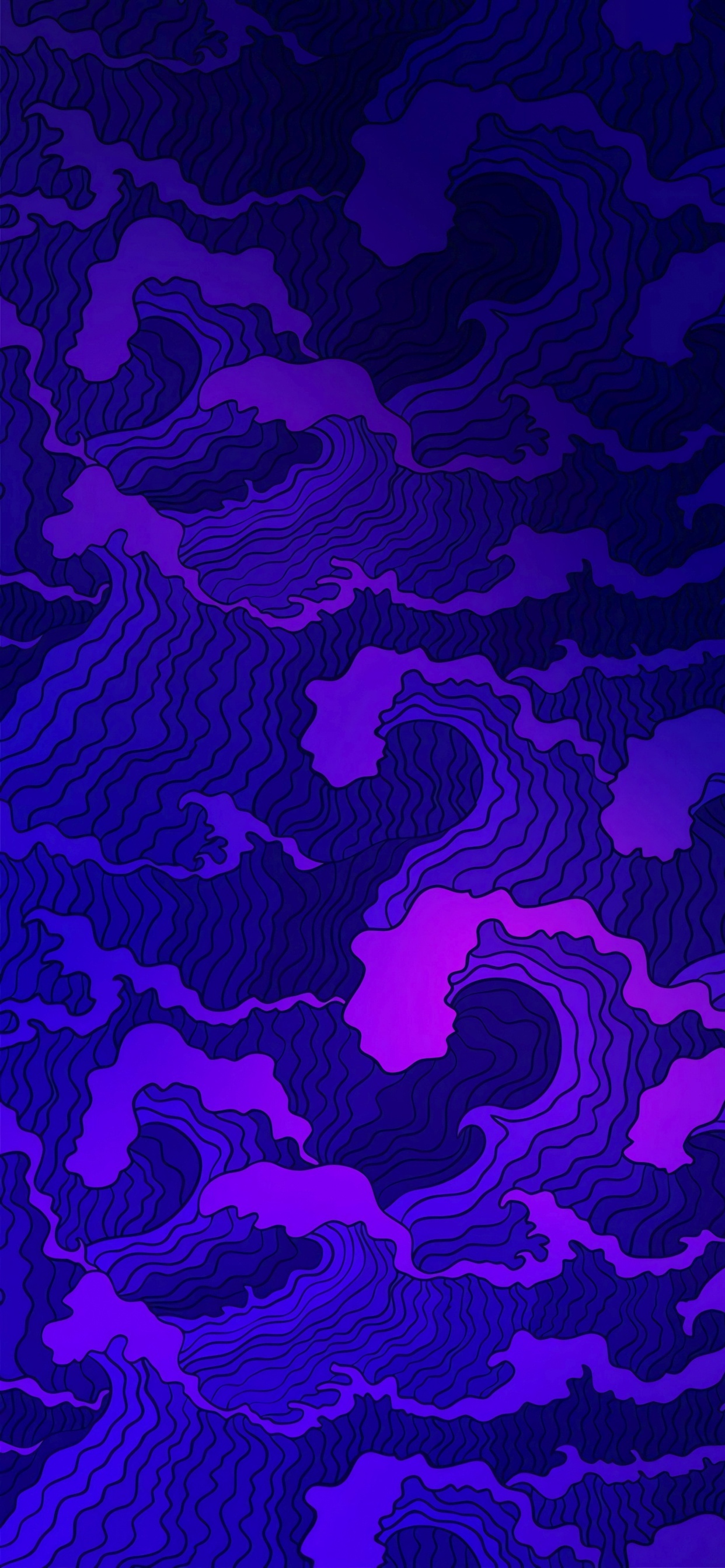 Обои японская волна аннотация, японский, лазурный, Аква, арт в разрешении 1242x2688