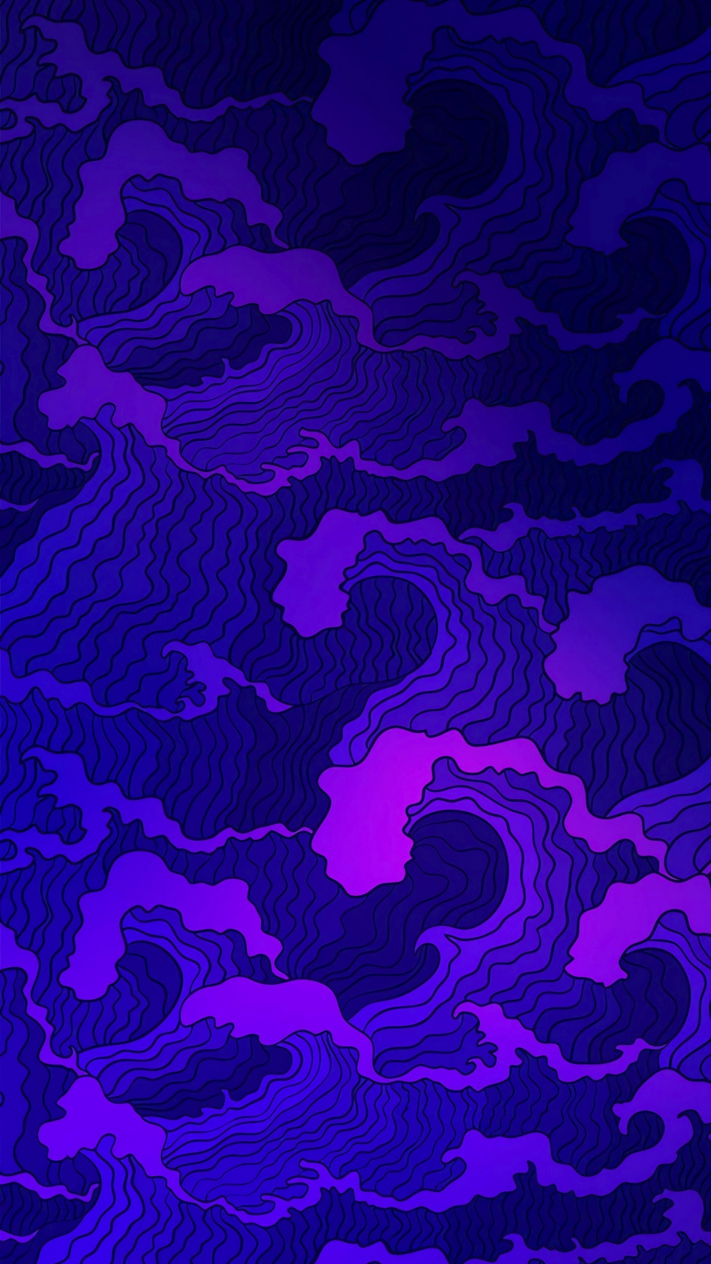 Обои японская волна аннотация, японский, лазурный, Аква, арт в разрешении 1440x2560