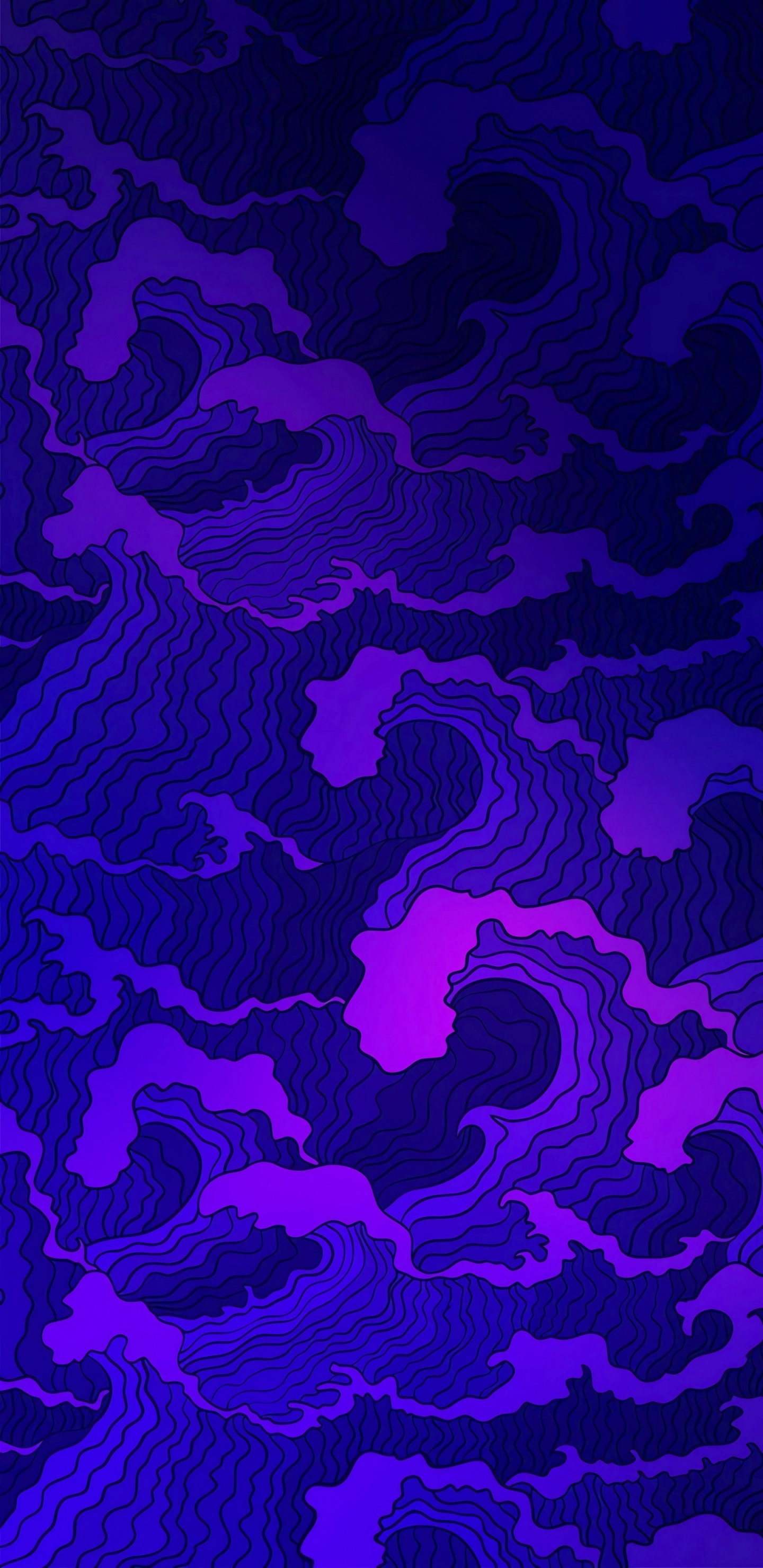 Обои японская волна аннотация, японский, лазурный, Аква, арт в разрешении 1440x2960