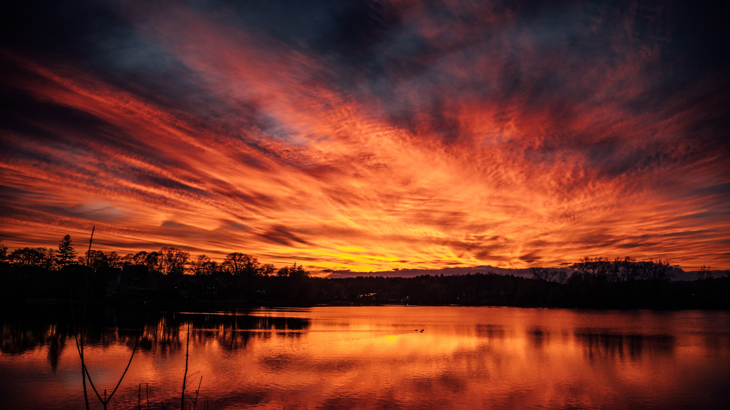 Обои закат, послесвечение, природа, отражение, природный ландшафт в разрешении 2560x1440