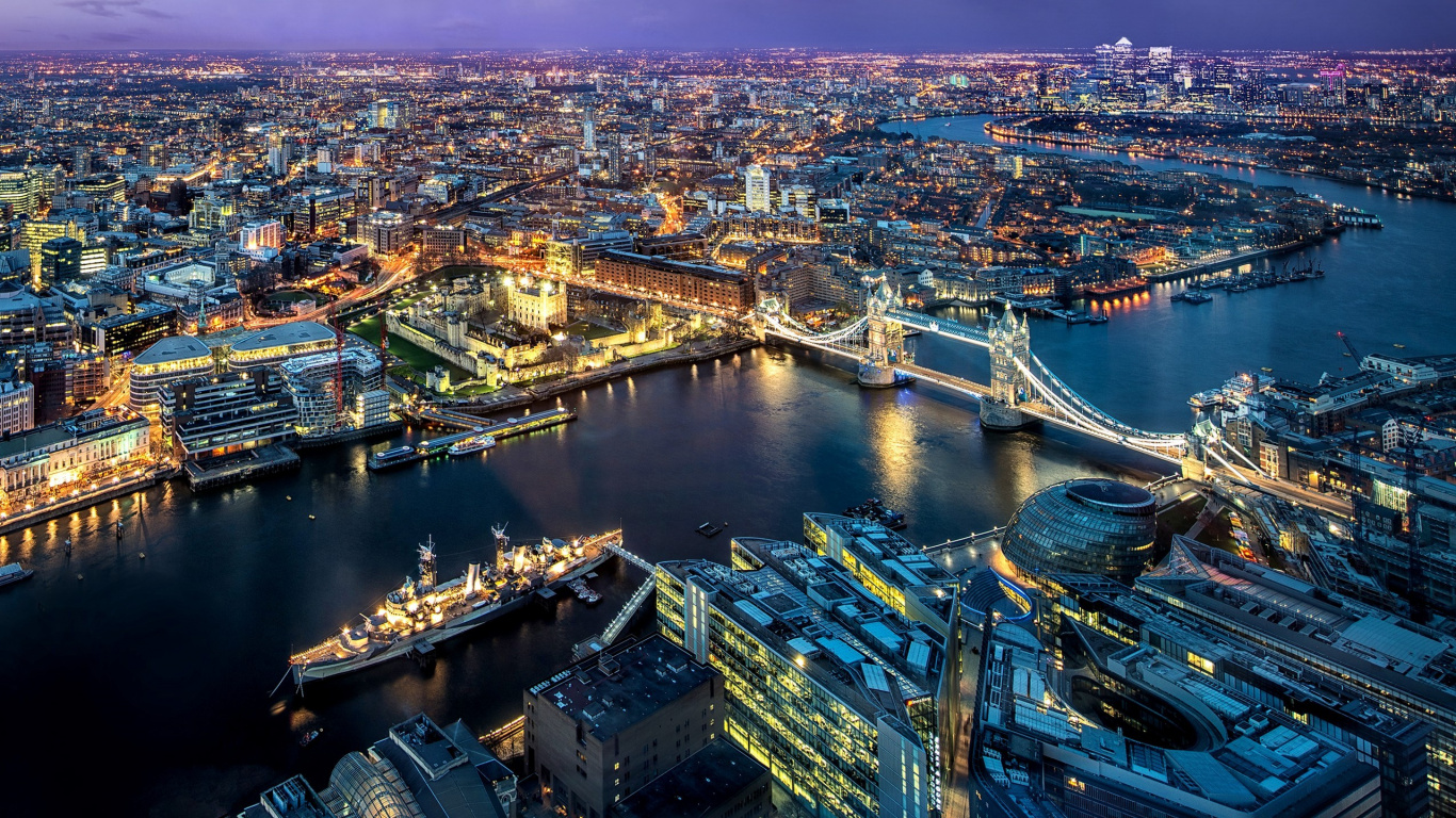 Обои городской пейзаж, город, городской район, метрополия, линия горизонта в разрешении 1366x768