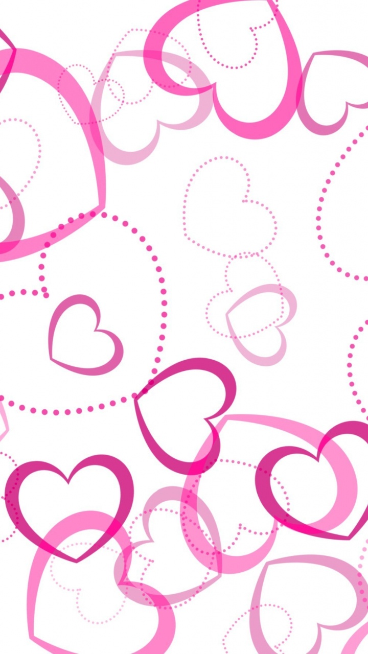Обои сердце, розовый, текст, узор, круг в разрешении 720x1280