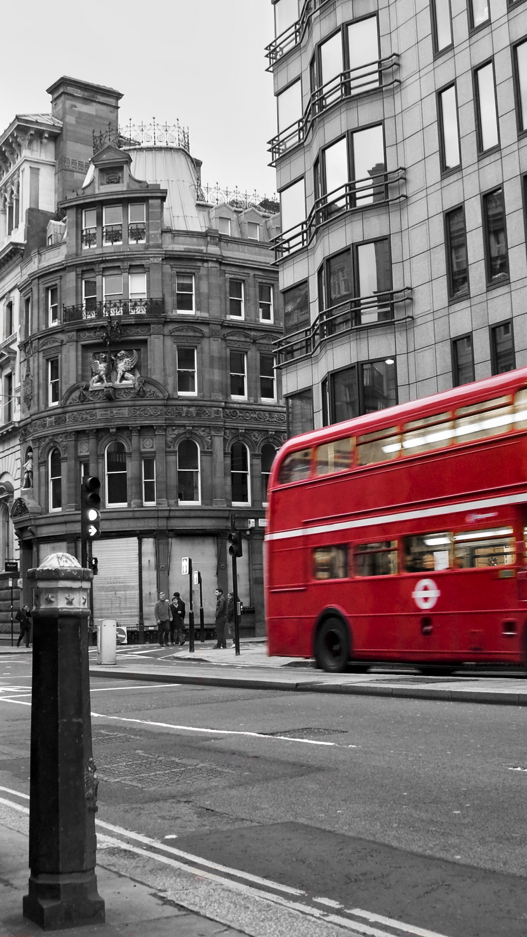 Обои Лондон, автобус, живопись, транспорт, красный цвет в разрешении 1080x1920