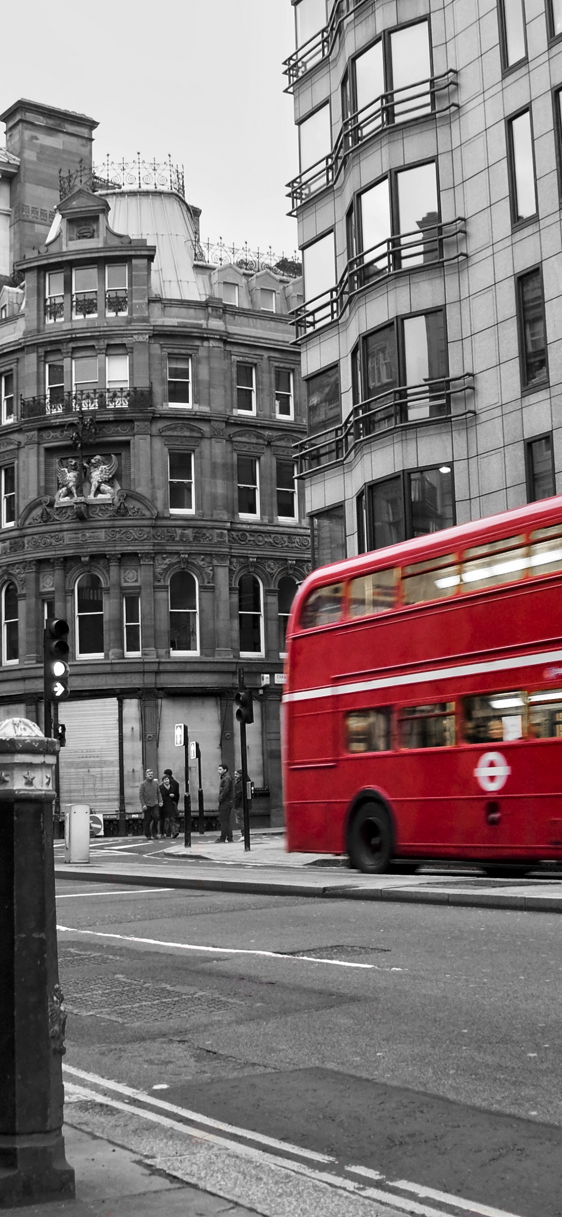 Обои Лондон, автобус, живопись, транспорт, красный цвет в разрешении 1125x2436