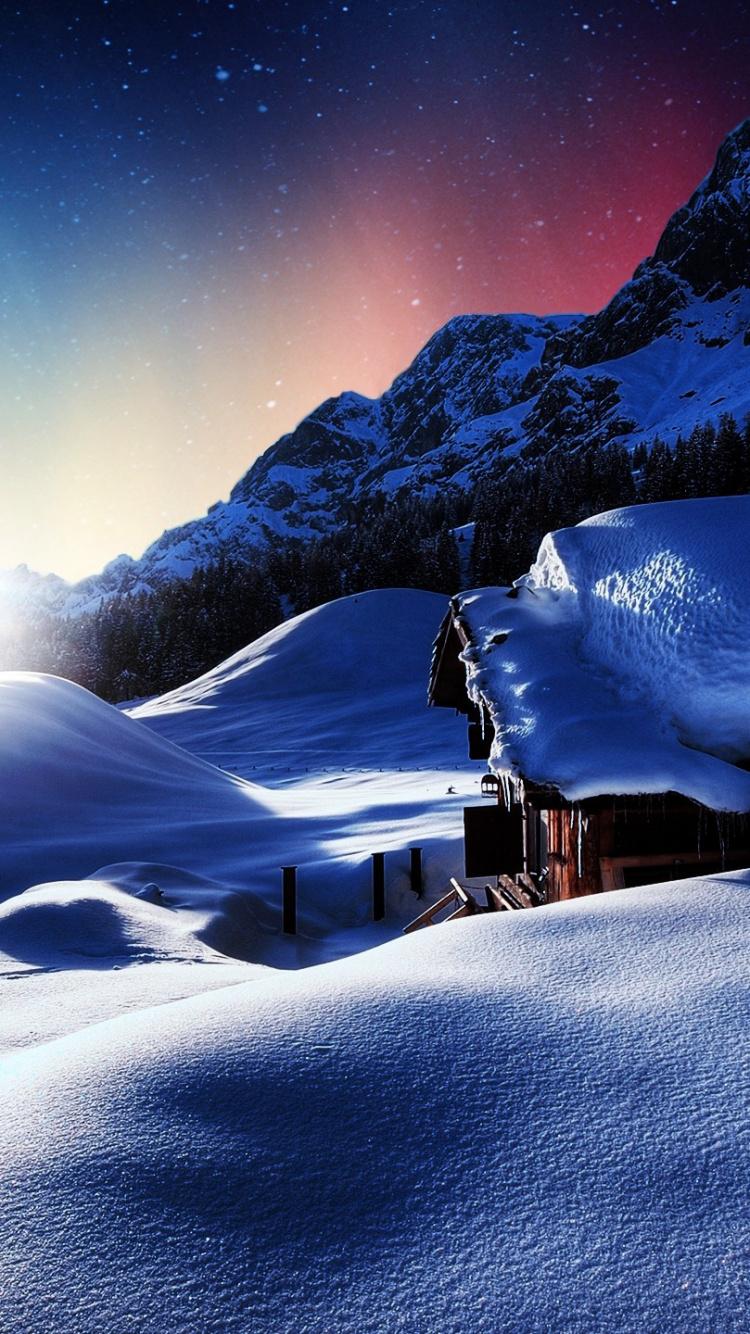 Обои природа, атмосфера, снег, зима, замораживание в разрешении 750x1334