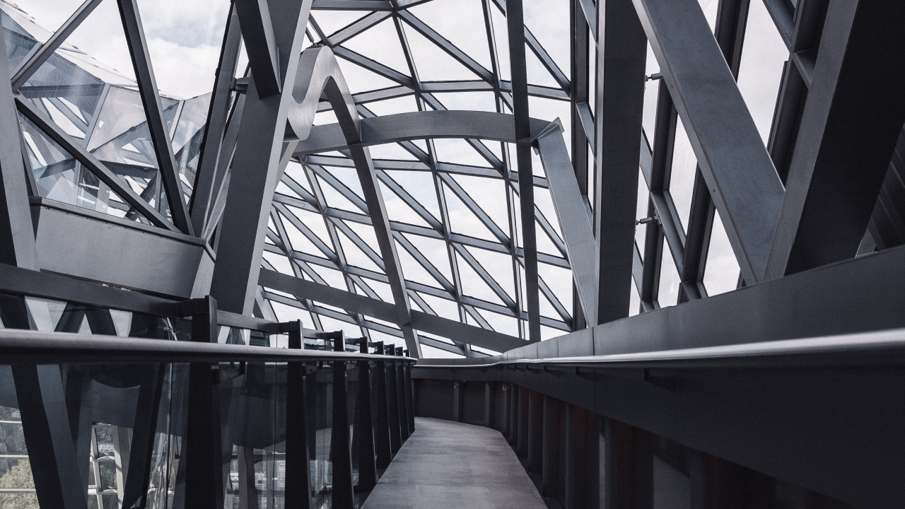 Обои Ферма, линия, воздушная линия, здание, симметрия в разрешении 1280x720