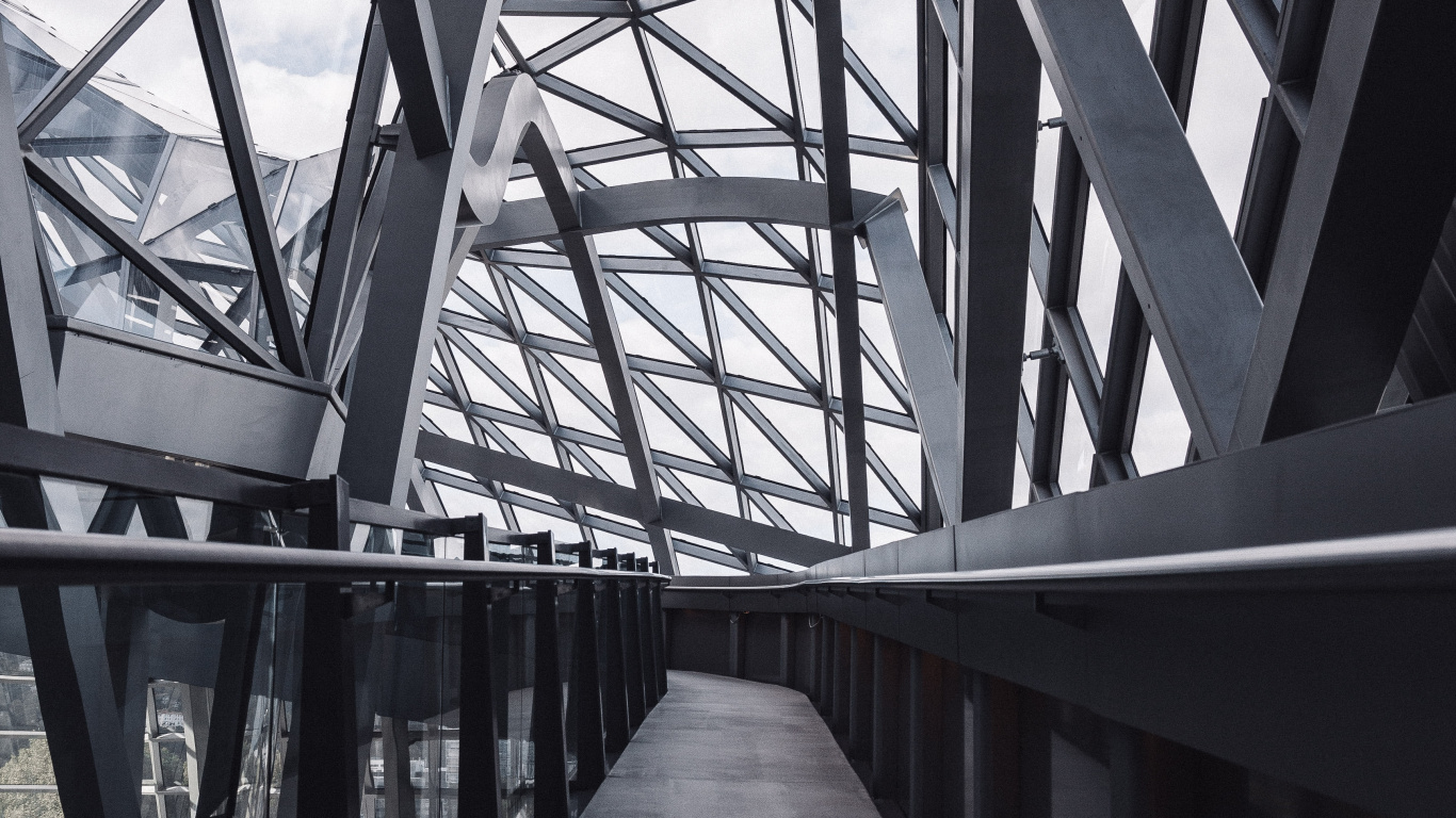 Обои Ферма, линия, воздушная линия, здание, симметрия в разрешении 1366x768