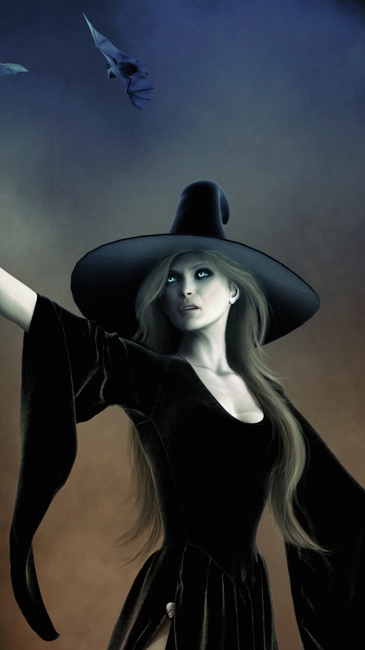 Обои колдовство, магия, темнота, иллюстрация, головной убор в разрешении 720x1280
