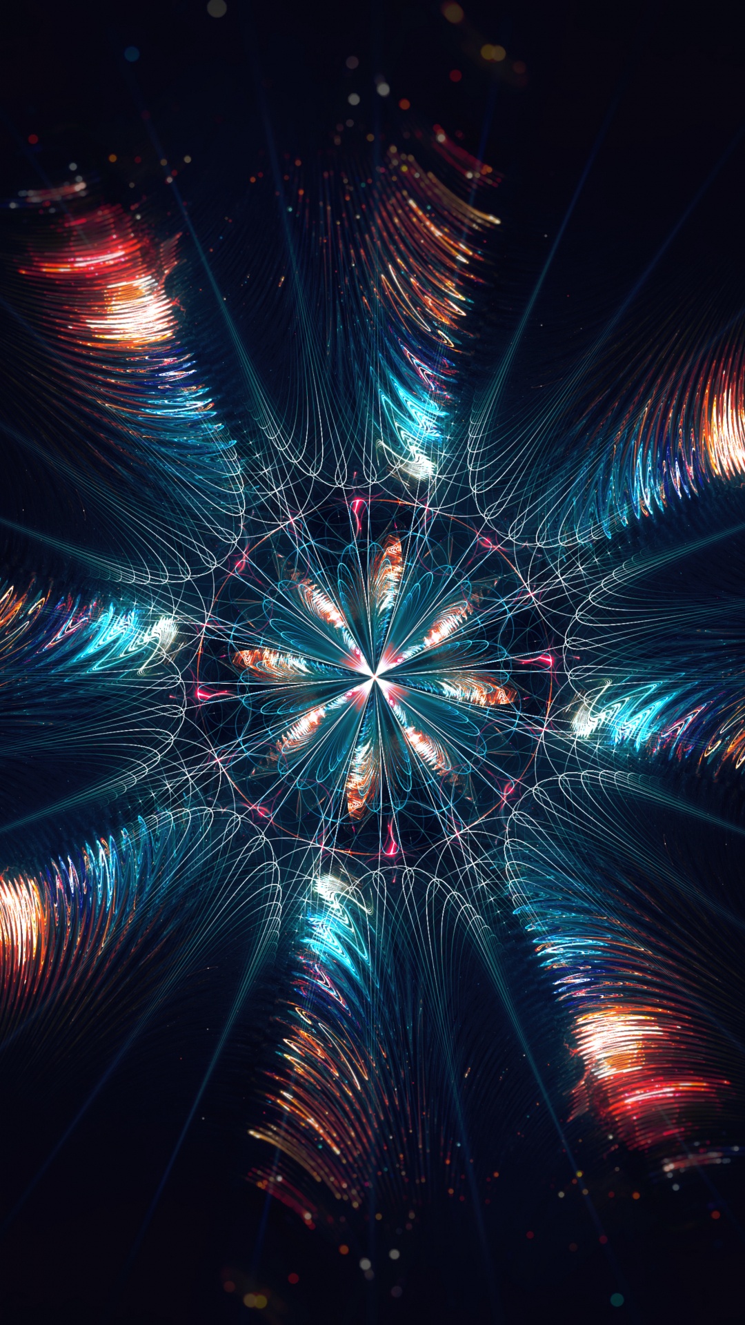 Обои фрактал, абстракция, салют, ночь, свет в разрешении 1080x1920