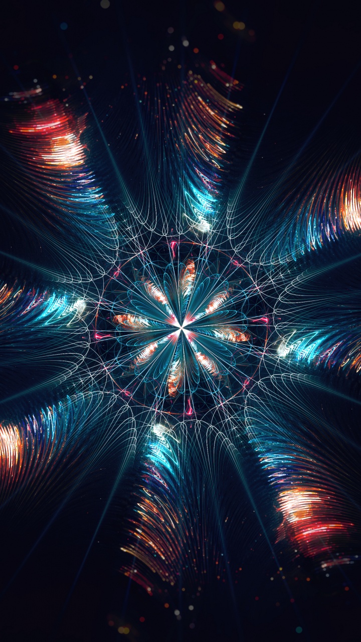 Обои фрактал, абстракция, салют, ночь, свет в разрешении 720x1280