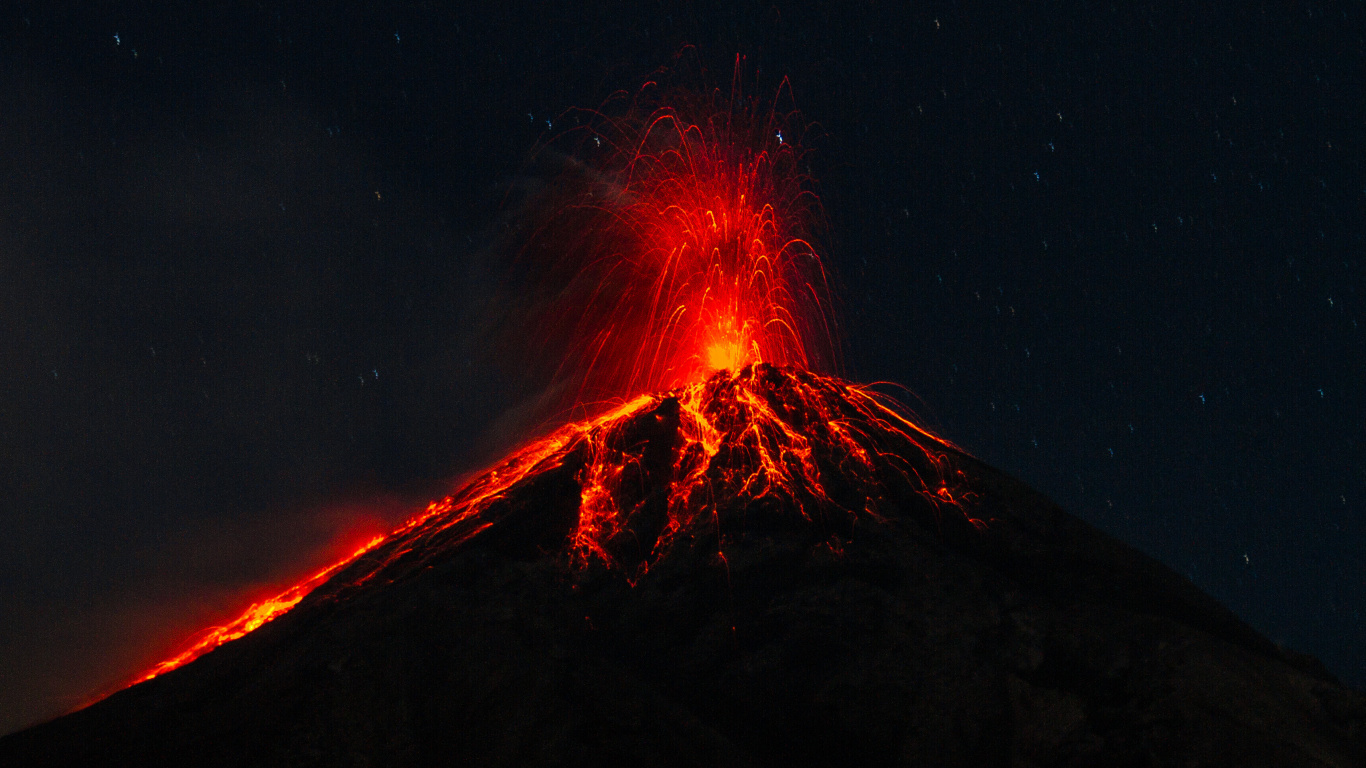 Обои вулкан, купол лавы, типы вулканических извержений, вулканического рельефа, стратовулкан в разрешении 1366x768