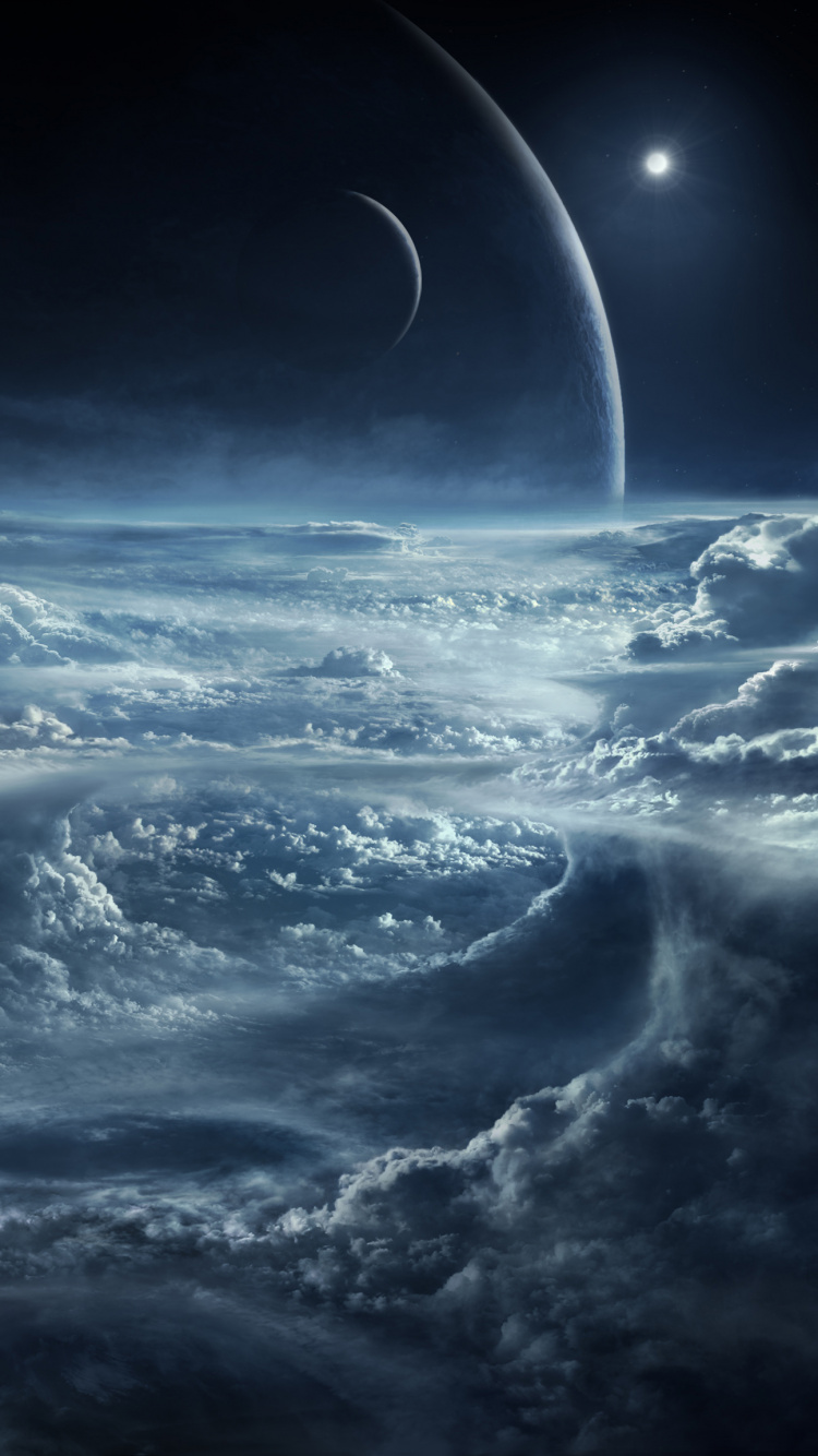 Обои атмосфера, космическое пространство, астрономический объект, космос, буря в разрешении 750x1334