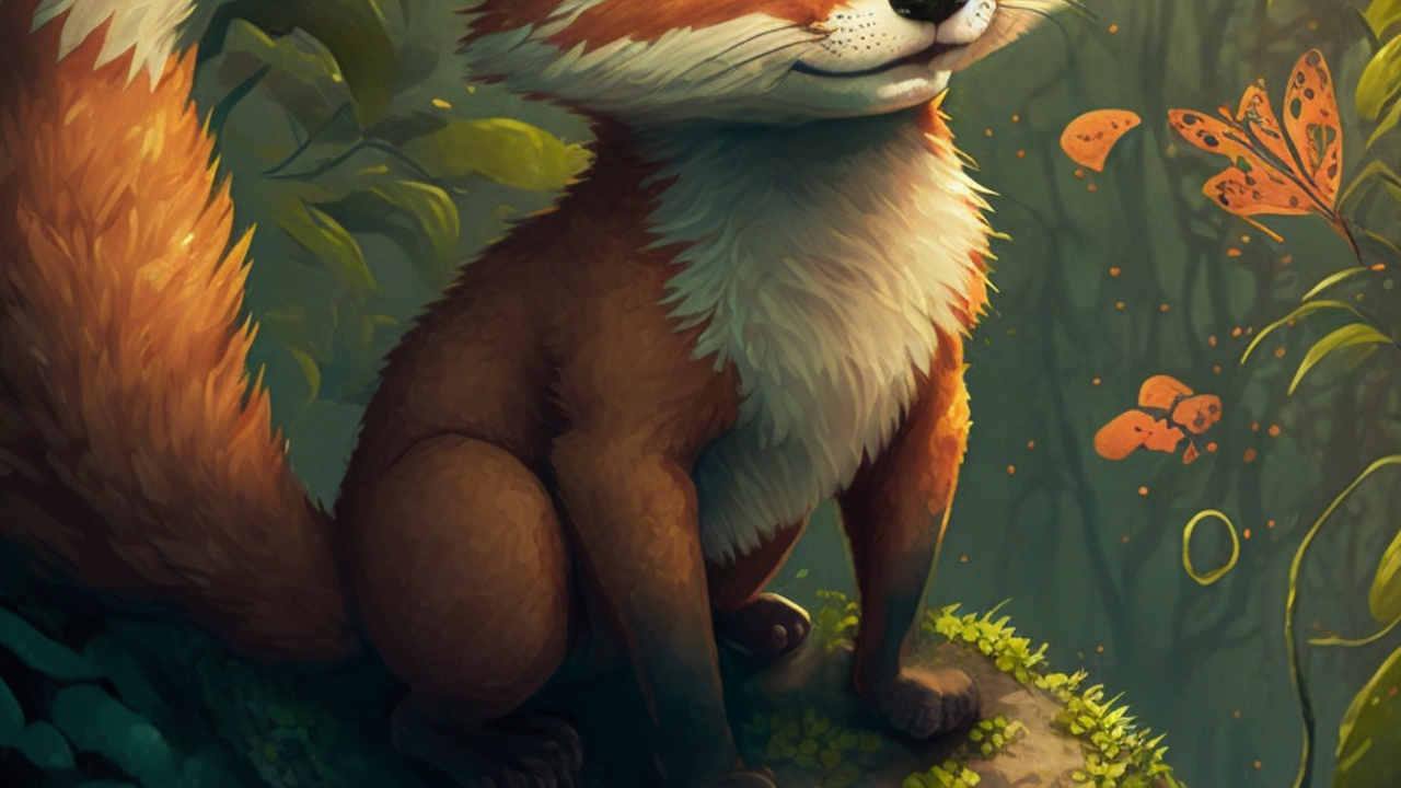 Обои наземные животные, рисование, визуальное искусство, мультфильм, растение в разрешении 1280x720