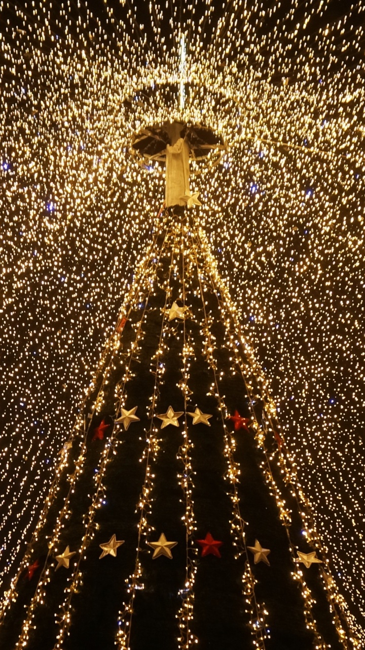 Обои Рождественские огни, Рождественский день, свет, освещение, вода в разрешении 720x1280