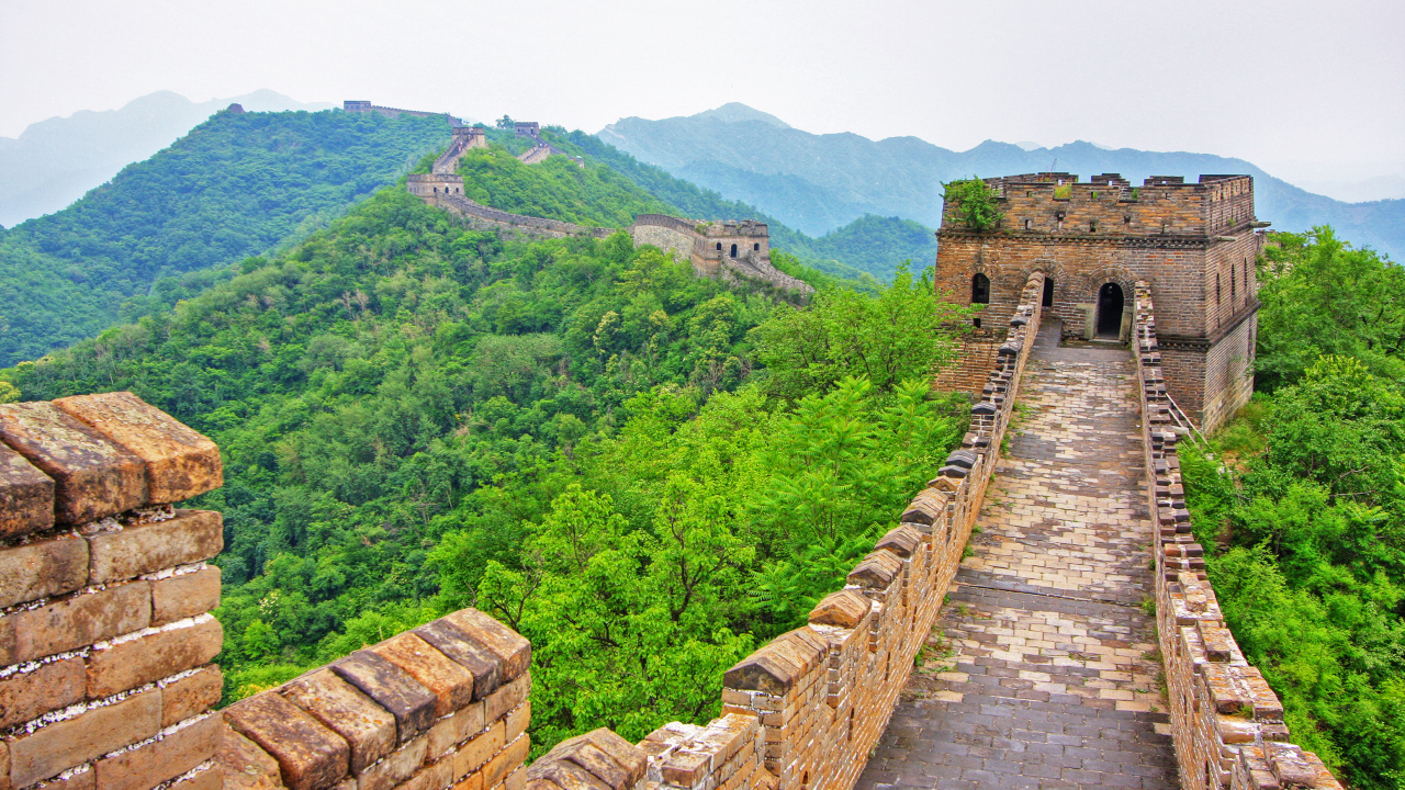 Обои великая Китайская стена, стена, ориентир, историческое место, фортификация в разрешении 1280x720