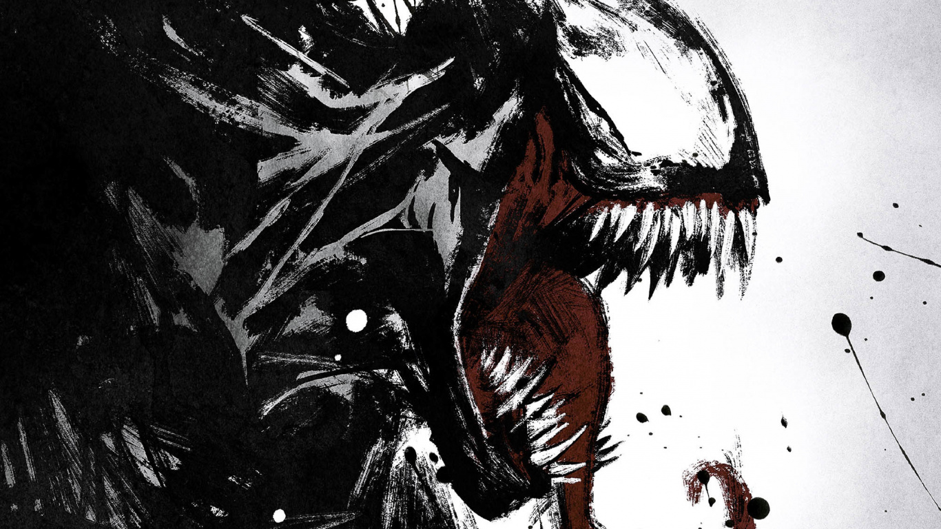 Обои веном, Эдди Брок, человек-паук, супергерой, комиксы Марвел в разрешении 1366x768