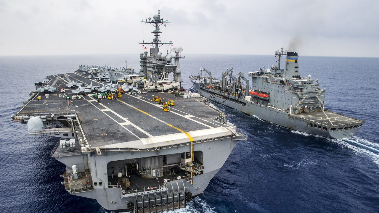 Обои USS Рональд Рейган, авианосец, военно морской флот США, военный корабль, корабль в разрешении 1280x720