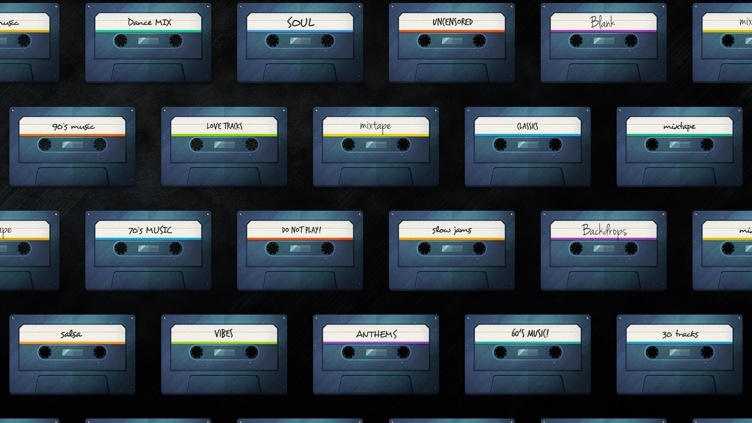 Обои аннотация кассеты, графика, лента кассеты, абстрактное искусство, графический дизайн в разрешении 2560x1440