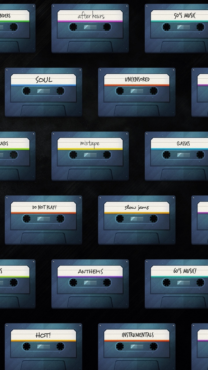 Обои аннотация кассеты, графика, лента кассеты, абстрактное искусство, графический дизайн в разрешении 720x1280