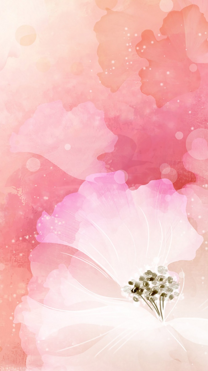 Обои цветок, арт, цветочный дизайн, векторная графика, розовый в разрешении 720x1280