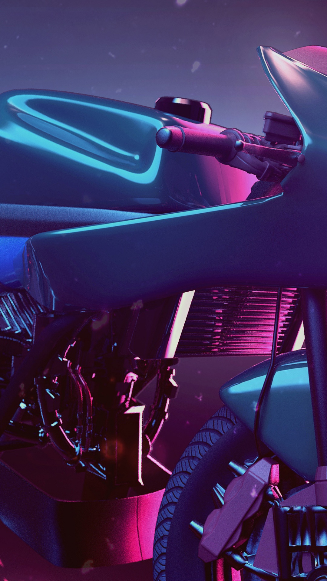 Обои артист, пурпур, розовый, Кафе рейсер, мотоцикл в разрешении 1080x1920