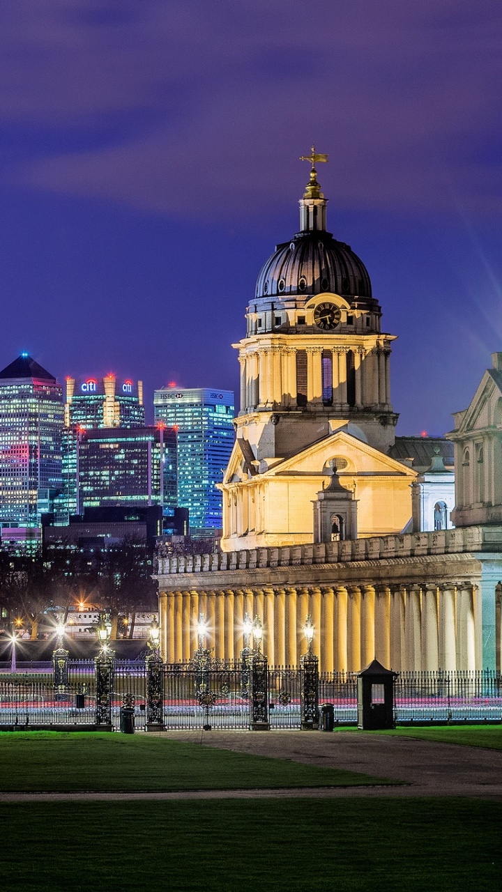 Обои Гринвич, ориентир, ночь, город, городской район в разрешении 720x1280