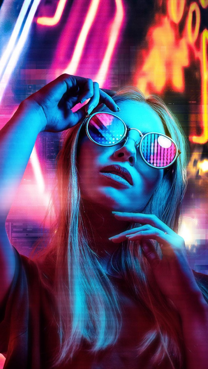 Обои рокконцерт, цифровое искусство, арт, Киберпанк, пурпур в разрешении 720x1280